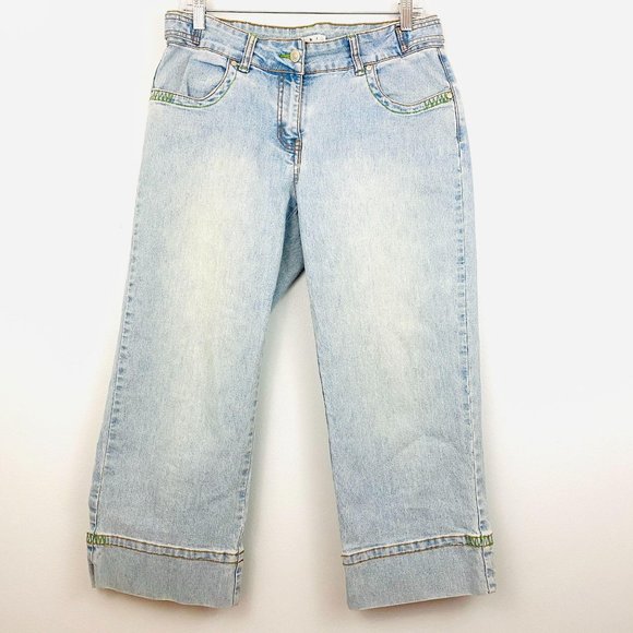 CAbi 251 Cropped Light Blue Distressed Jeans